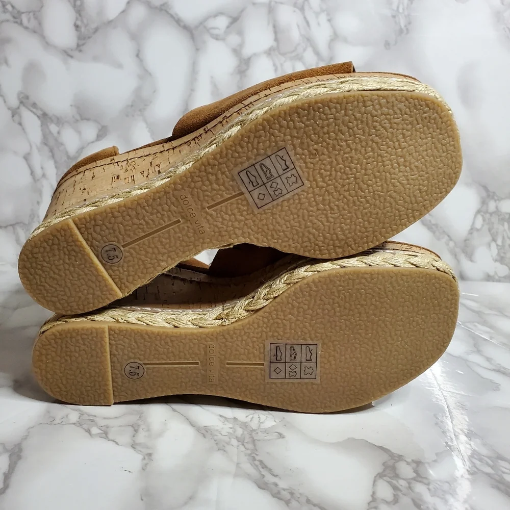 Dolce Vita Brown Suede Wedge Sandals Otto 7.5 - Picture 10 of 11
